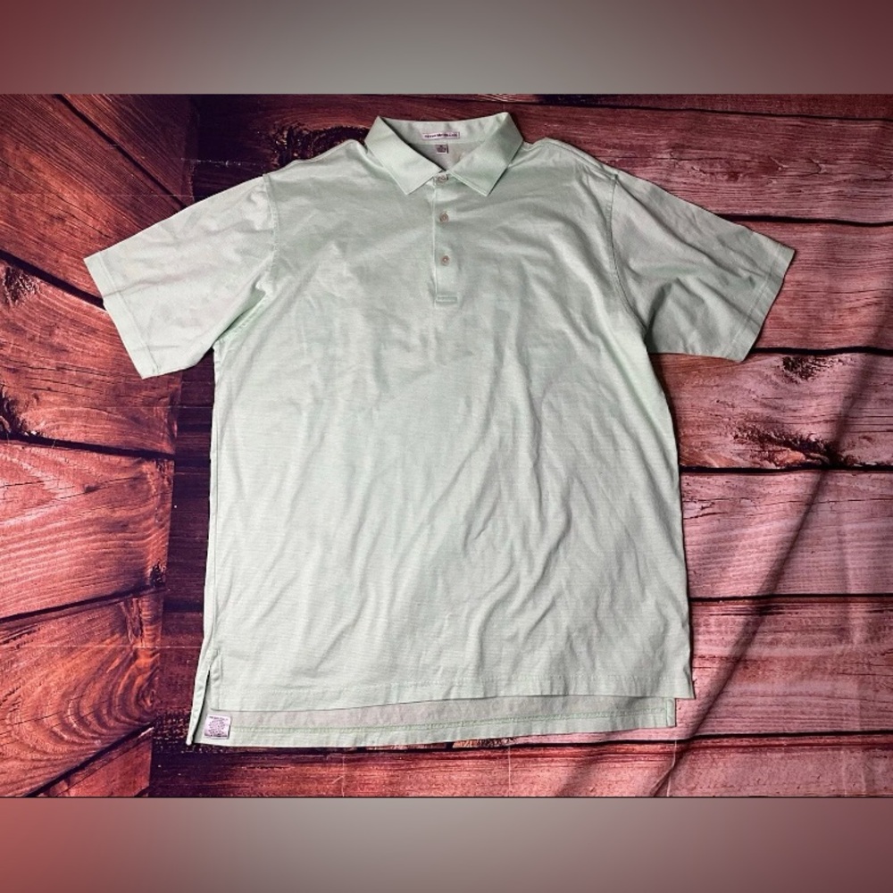 Peter Millar Men’s Lime Green Striped Short Sleeve Polo Size XL (PRE OWNED)